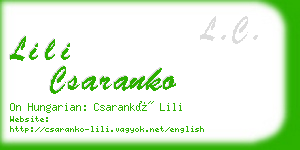 lili csaranko business card